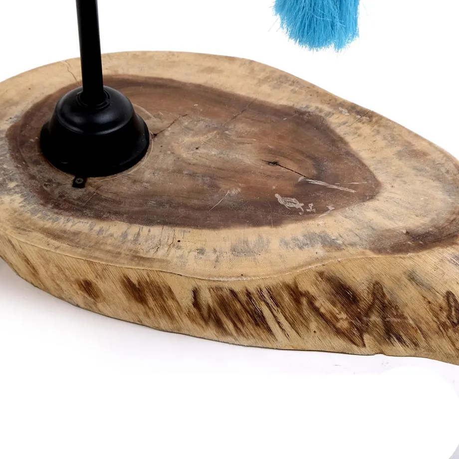 Cone Shaped Blown Glass Large Lamp with 7 Footer Stand on Raw Old trunk , image 3