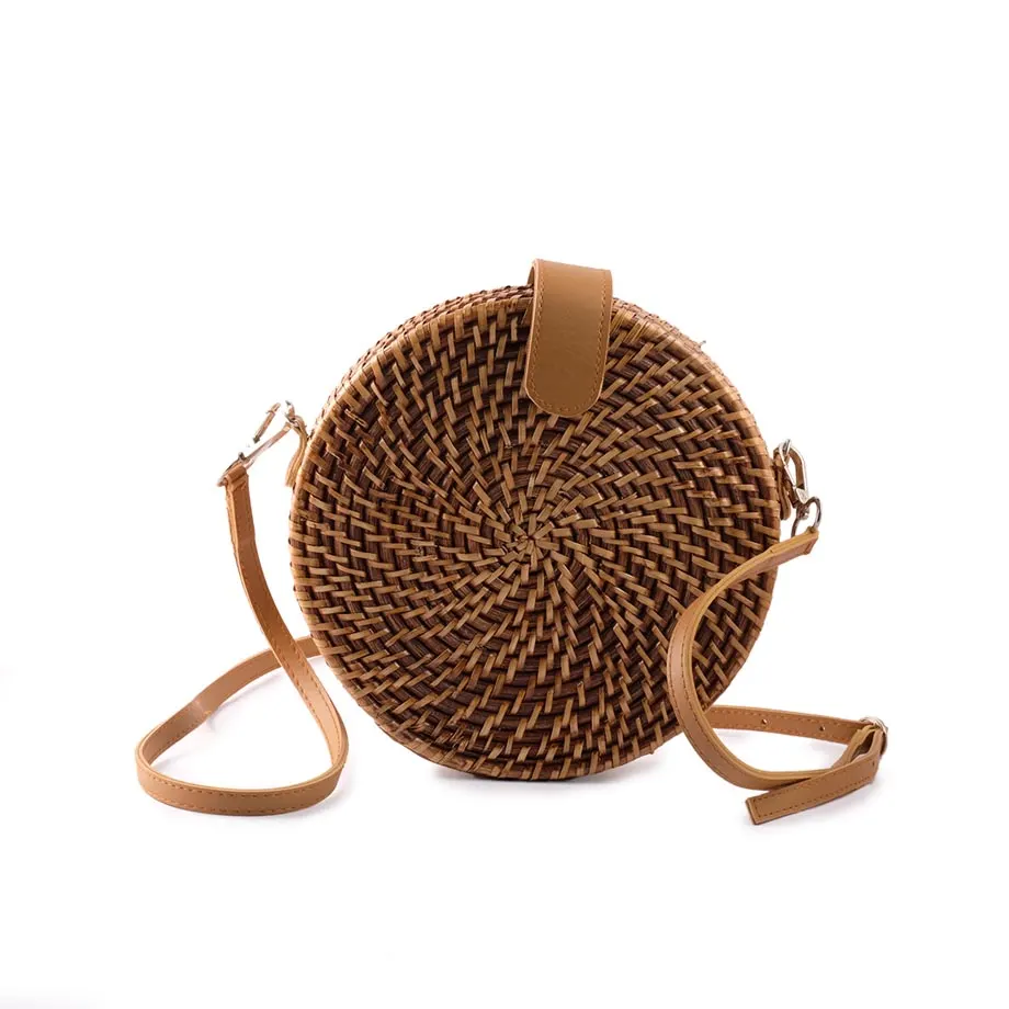 ALICIA RATTAN CROSSBODY (BROWN), image 1