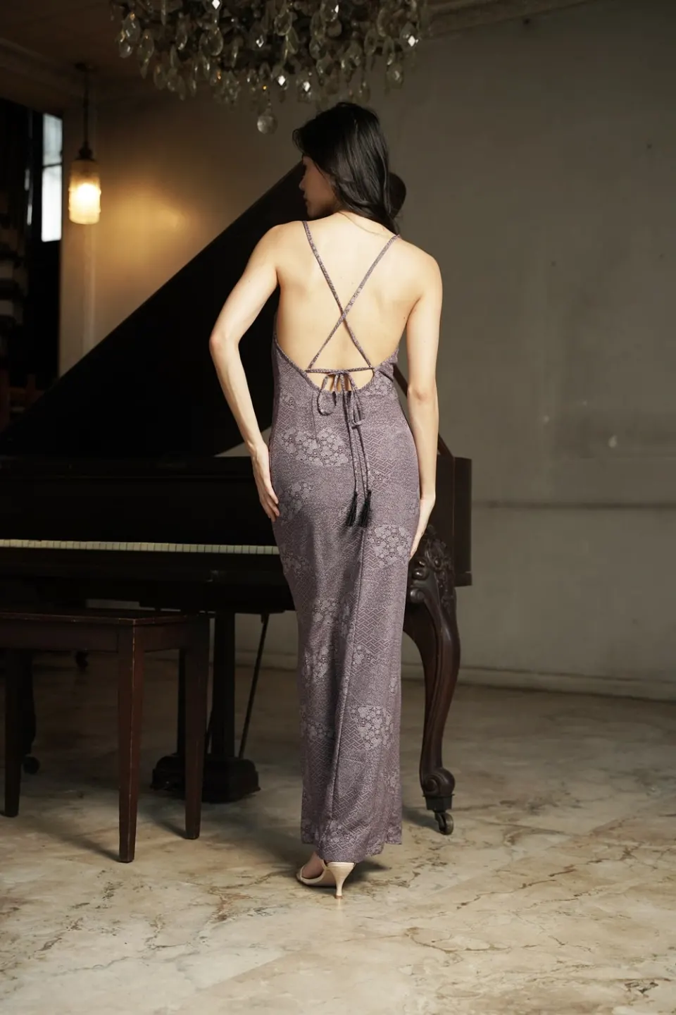 COWL NECK MAXI DRESS-VIOLET HEATHER, image 3