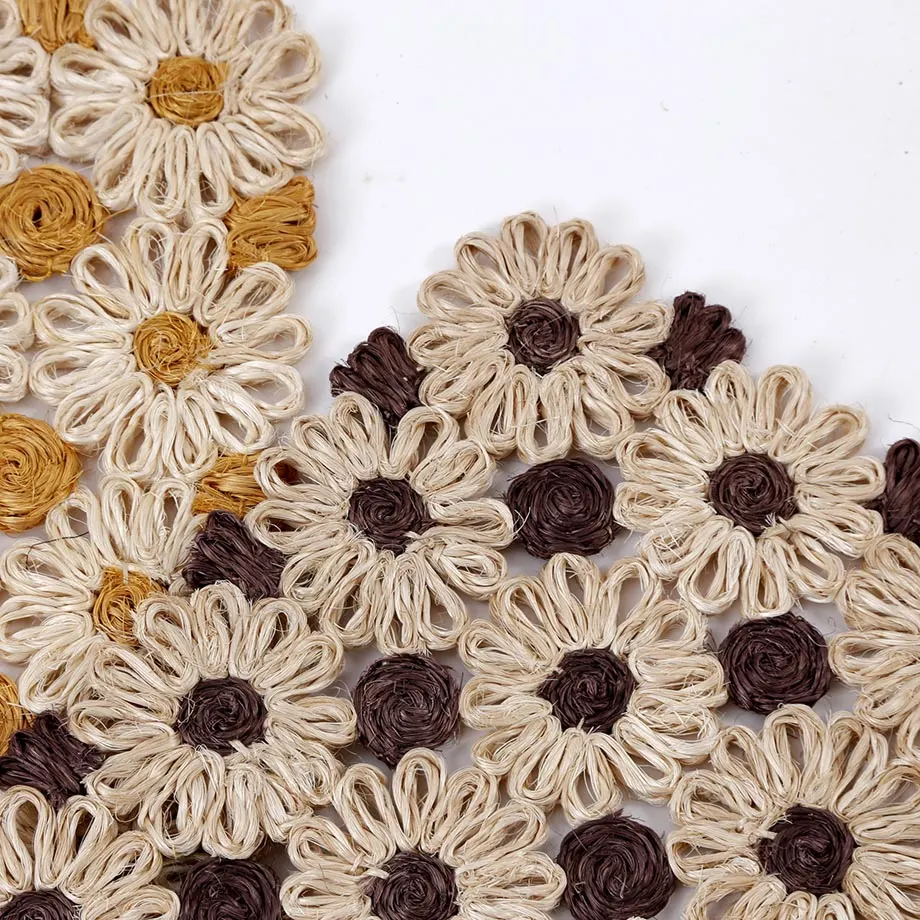 Rectangular Coaster Braid Placemat Flower Design, image 4