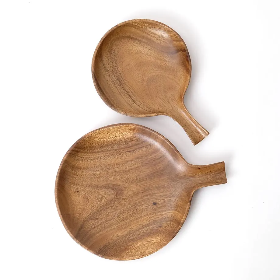 Acacia Round Serving Tray with Handle (MF-023), image 2