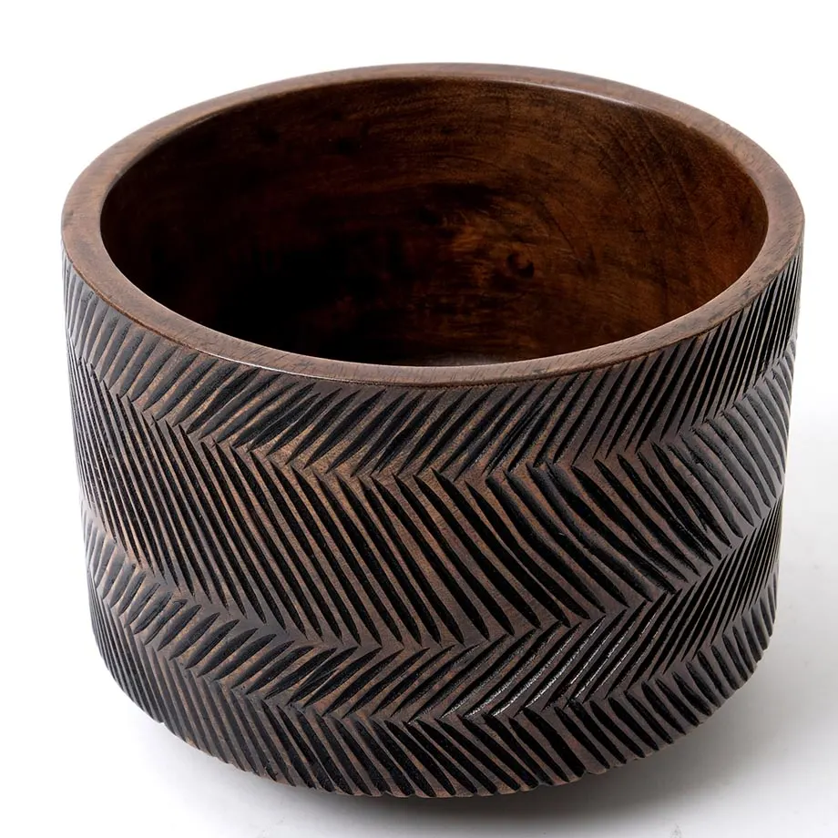 AMB20-01 Round footed bowl with carving, image 5