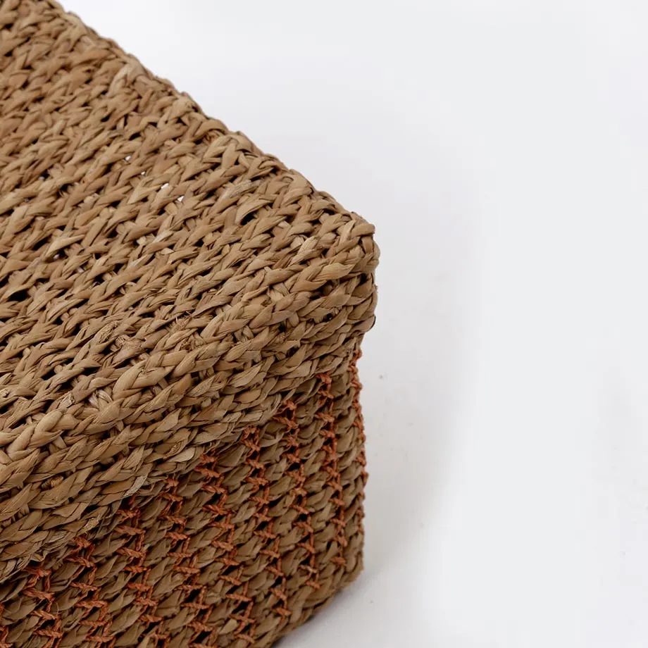 Rectangular Browngrass / Abaca Twine Chest Box with Lid, image 4