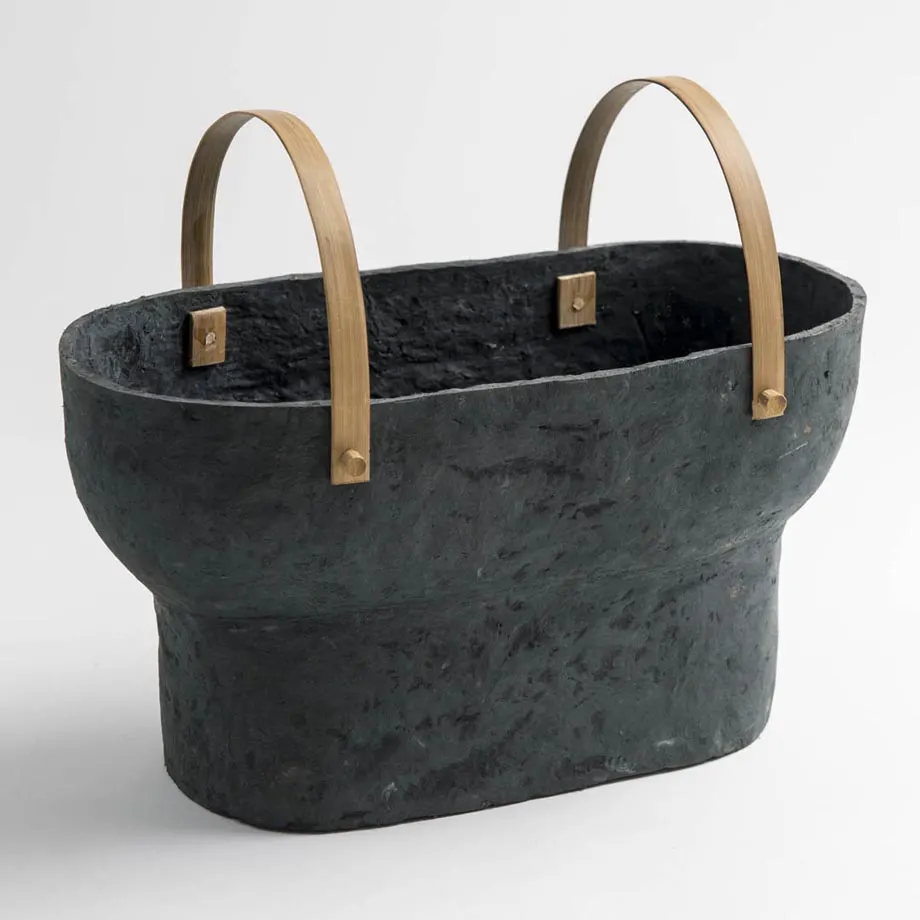 Paper Clay Vase (Dark Gray Double), image 1