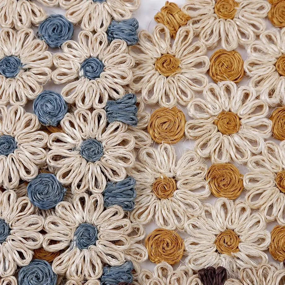 Rectangular Coaster Braid Placemat Flower Design, image 5