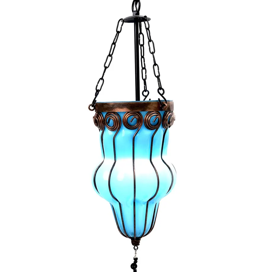 Triple Metal Stand with 3 multicolored Blown Glass lamp, image 2