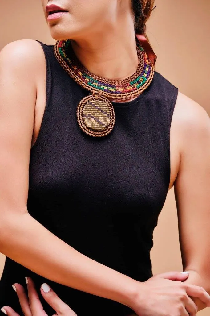 Agsam x Inaul Necklace. Two interwoven fabric, image 3
