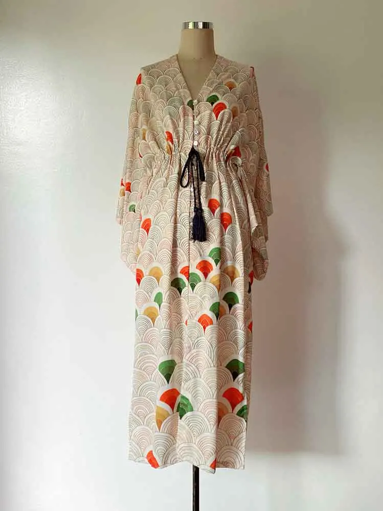 Geometric White Kimono Cover up Dress, image 2