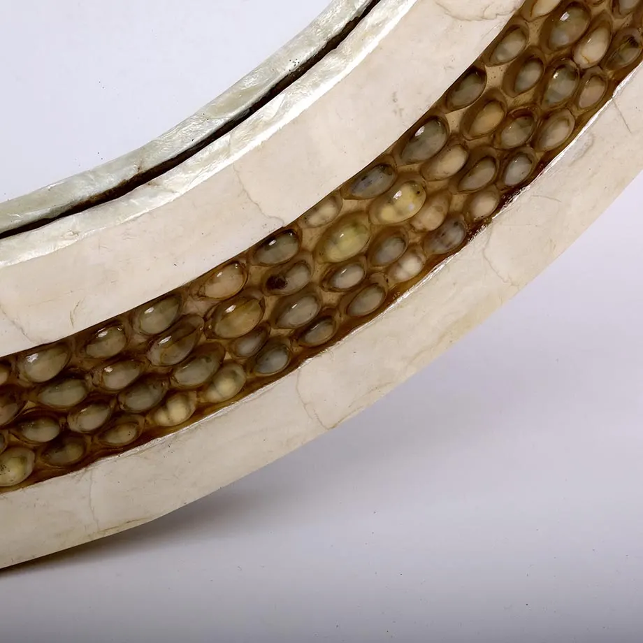 Round Natural Capiz Mirror Frame with Sigay Shells, image 3