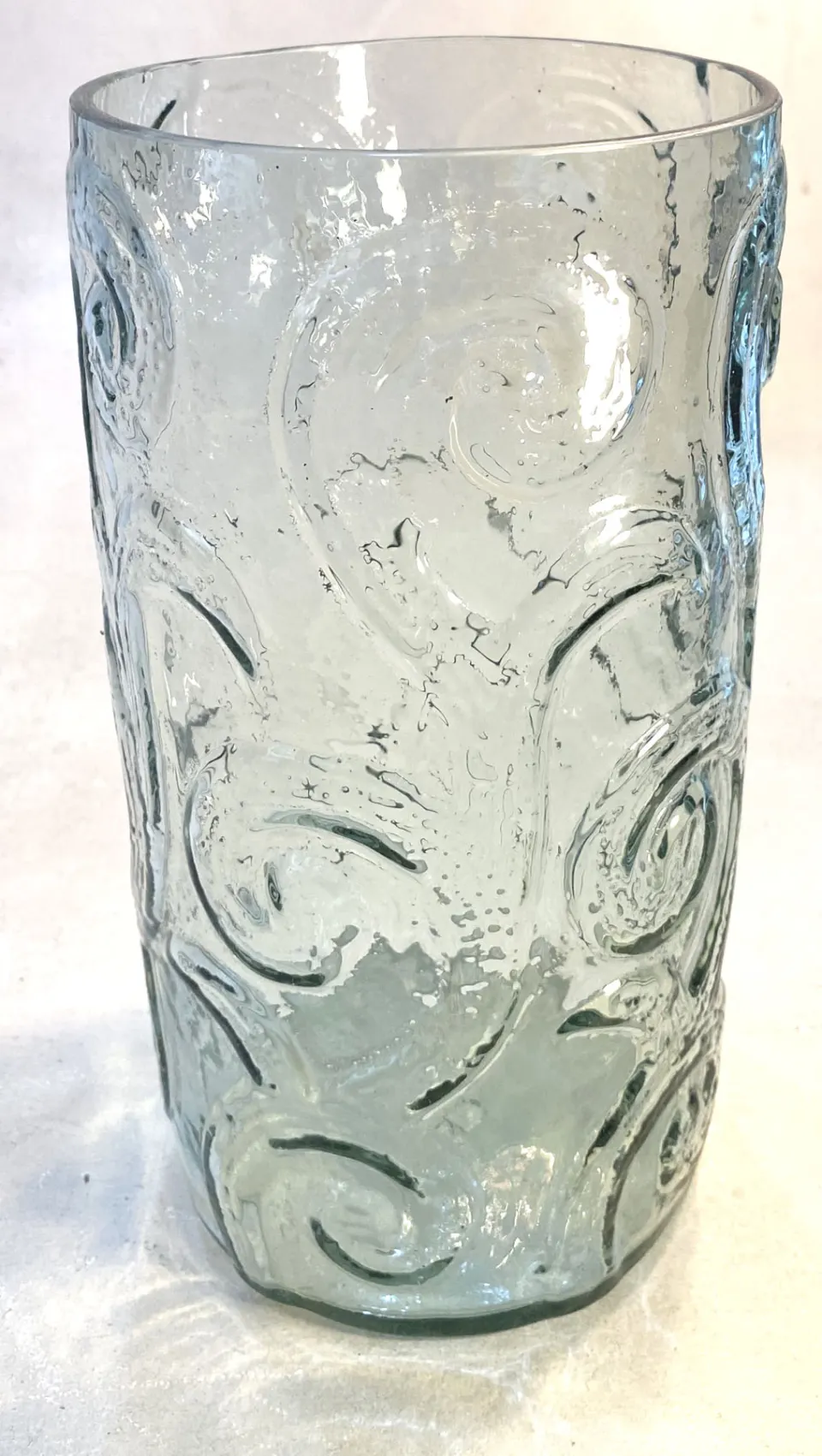 Arabesque design Hand Blown Glass Cylinder Vase-decor