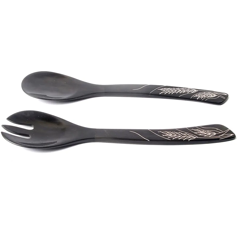 Salad Server with White Leaf Design, image 3
