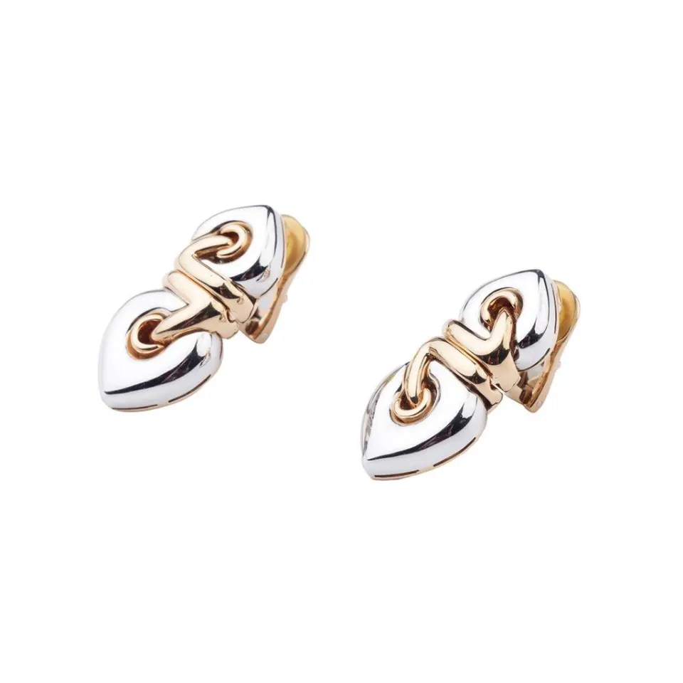Vintage Bvlgari Two-Toned 18k YG & WG Hearts Clip-on Earrings, image 3