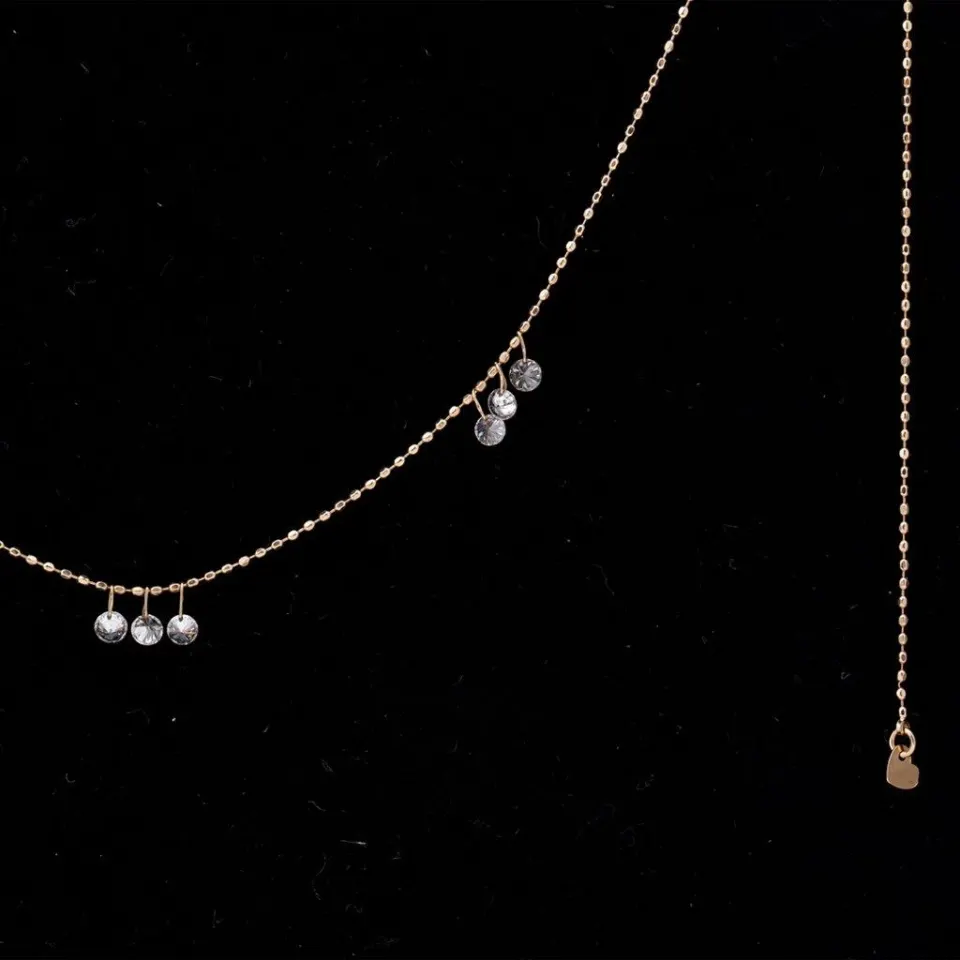 Three Cluster Diamond Necklace in YG, image 2