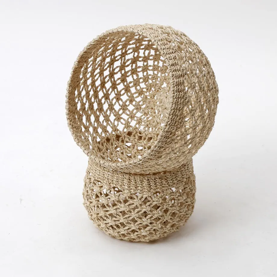 Round bulging Tahiti basket, Macrame design, image 2