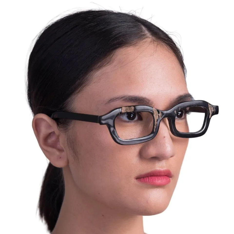 Black Carabao Horn Rectangle Shaped Eyeglasses, image 6