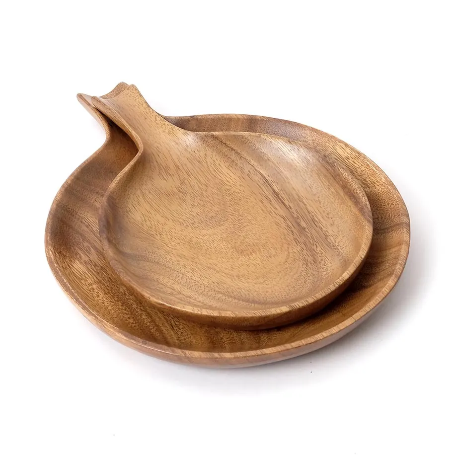 Acacia Round Serving Tray with Handle (MF-023), image 5