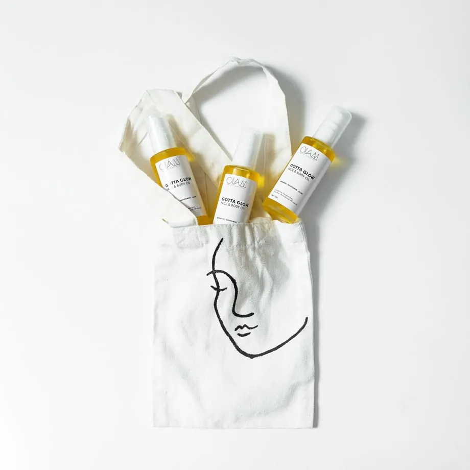 OIAM Line Art Hand-painted Canvas Tote Bag, image 2
