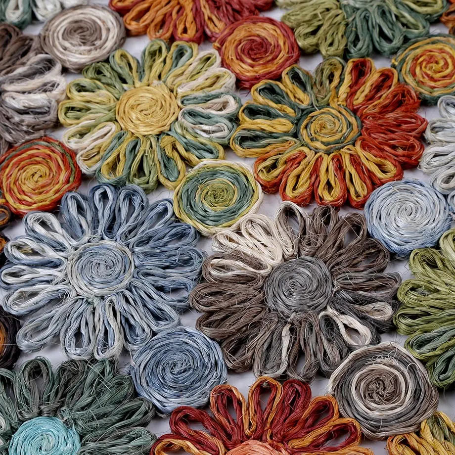 Square Coaster Braid Placemat Floral Design, image 3