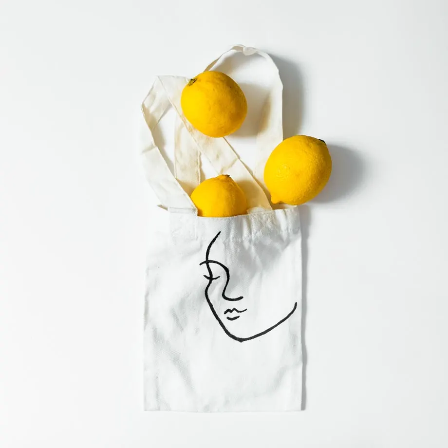 OIAM Line Art Hand-painted Canvas Tote Bag, image 3