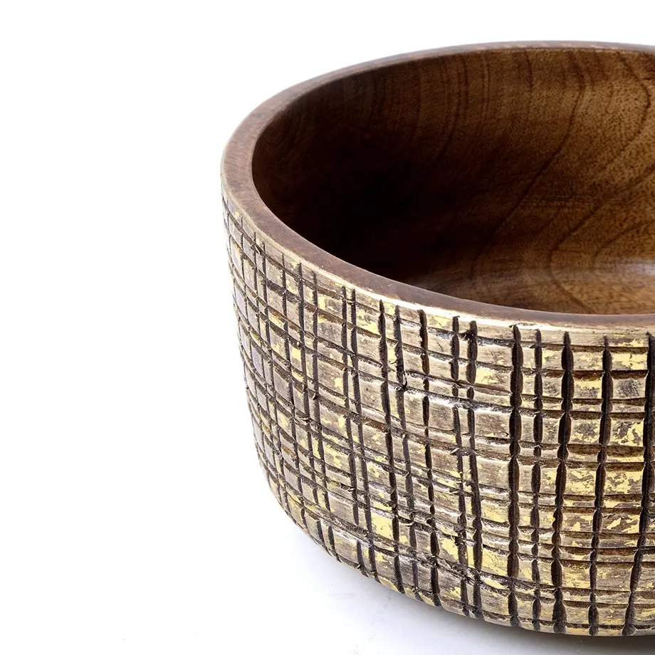 AMB20-02 Round Bowl with Carvings, image 1