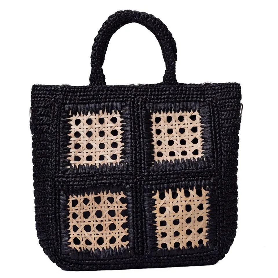Straw Tote Bag with Solihiya Design, image 1