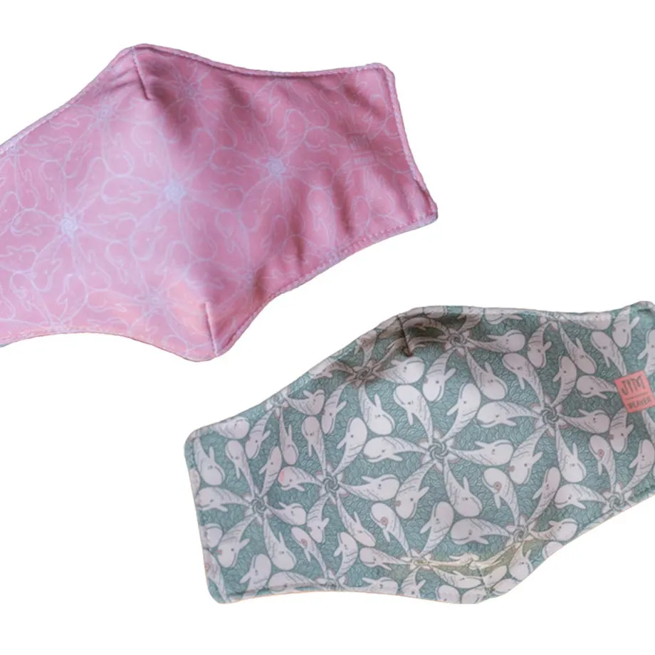 Whale of a Time (Blush and Sage) Reversible Face Mask, image 1