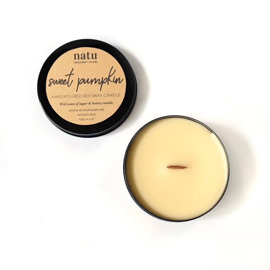 Sweet Pumpkin Beeswax Candle, image 2