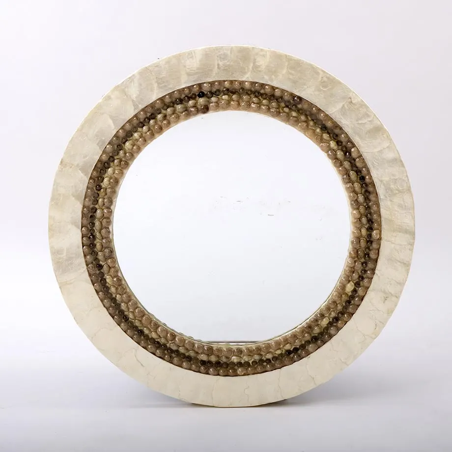 Round Natural Capiz Mirror Frame, image 2