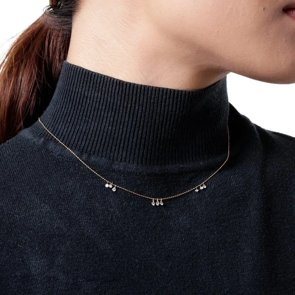 Three Cluster Diamond Necklace in YG, image 5