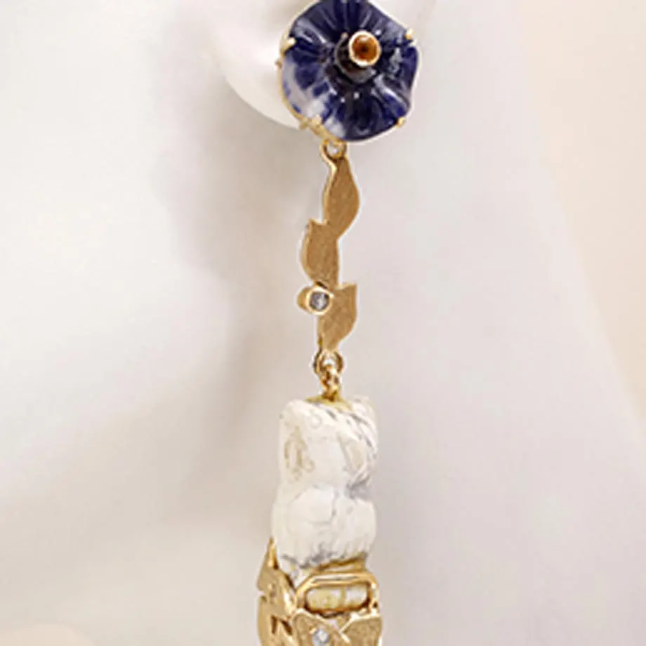 Foliage with Owl Twinset Earrings, image 2