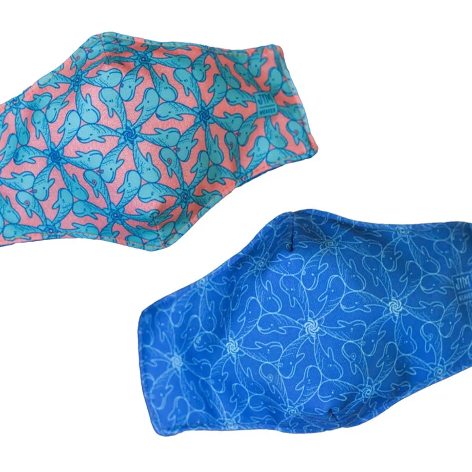 Whale of a Time (Salmon and Blue) Reversible Face Mask