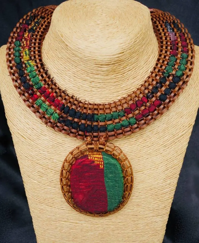 Agsam x Inaul Necklace. Two interwoven fabric, image 1