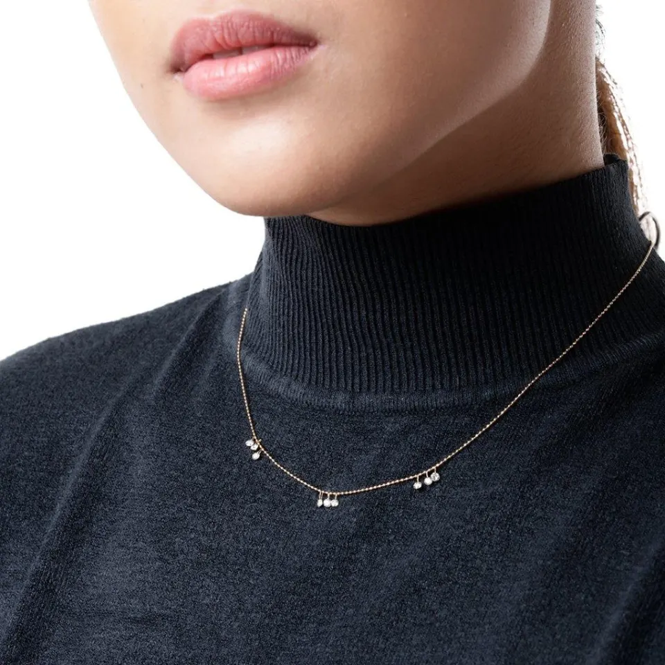 Three Cluster Diamond Necklace in YG, image 4