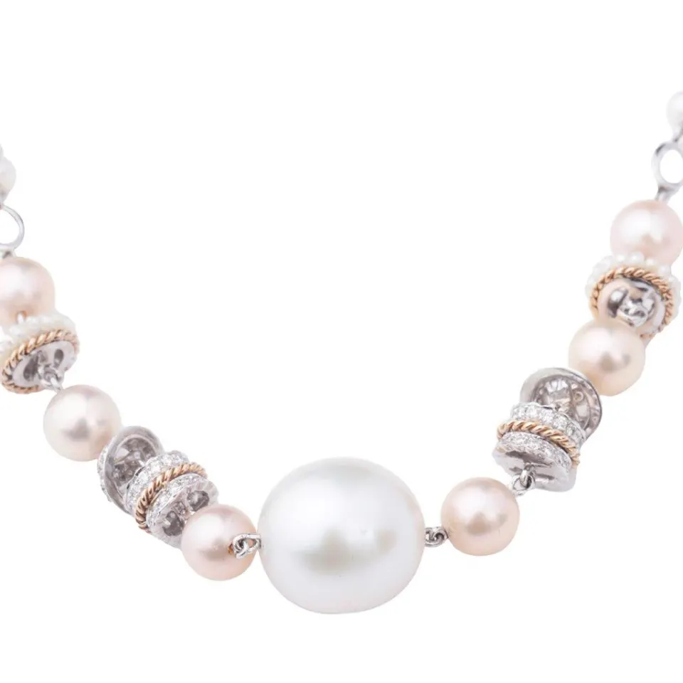 Peach Akoya Pearl with South Sea Pearl Necklace , image 1