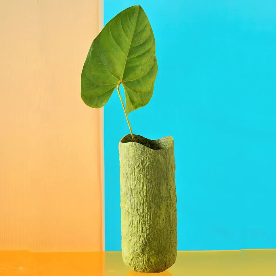 Wood Bark Paper Clay Vase, image 1