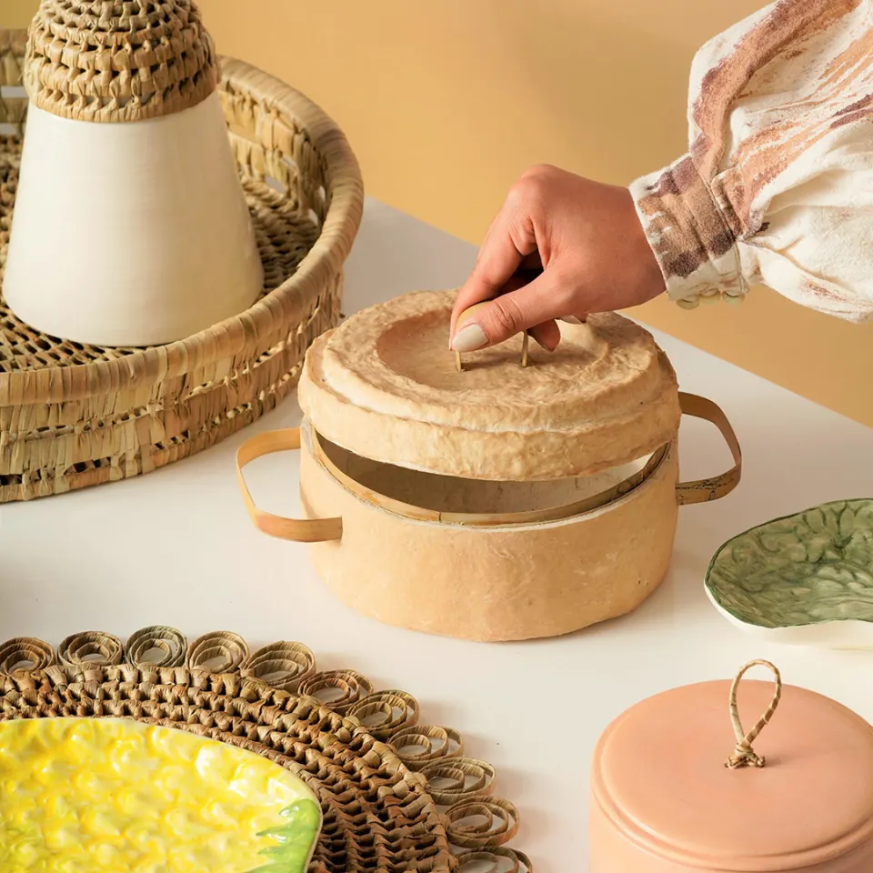 Natural Paper Clay Storage with Cover (Small), image 4