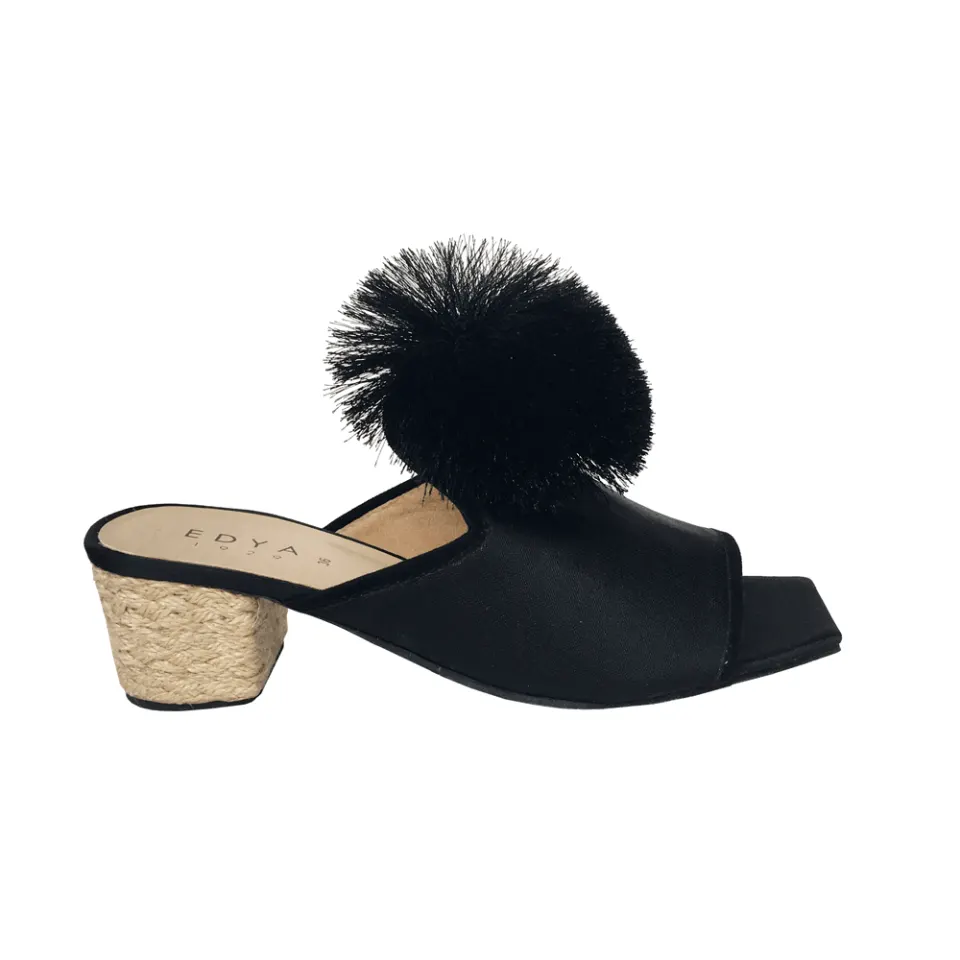 POM POM MID HEELED MULE - BLACK, image 3