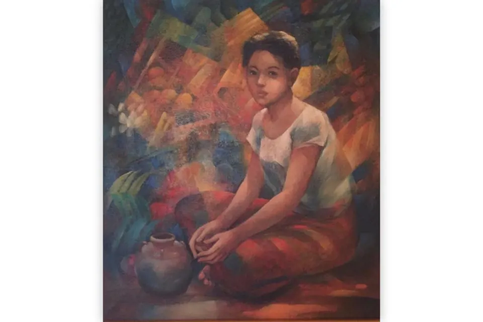 Young Woman Sitting with Jar