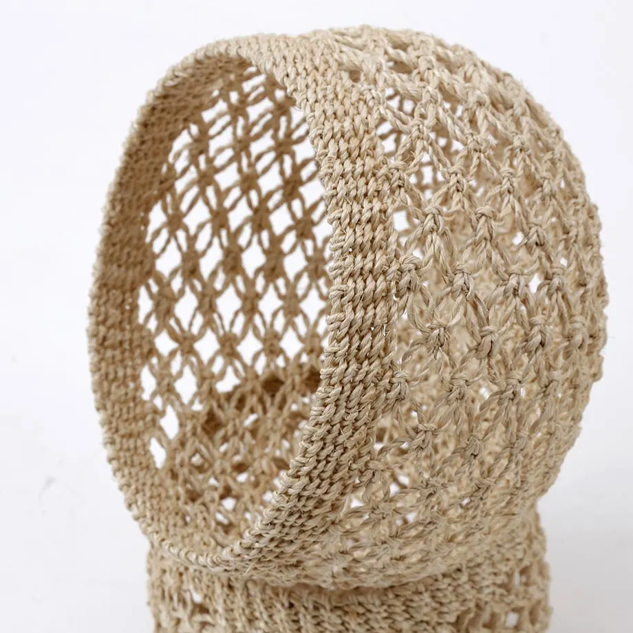 Round bulging Tahiti basket, Macrame design, image 1