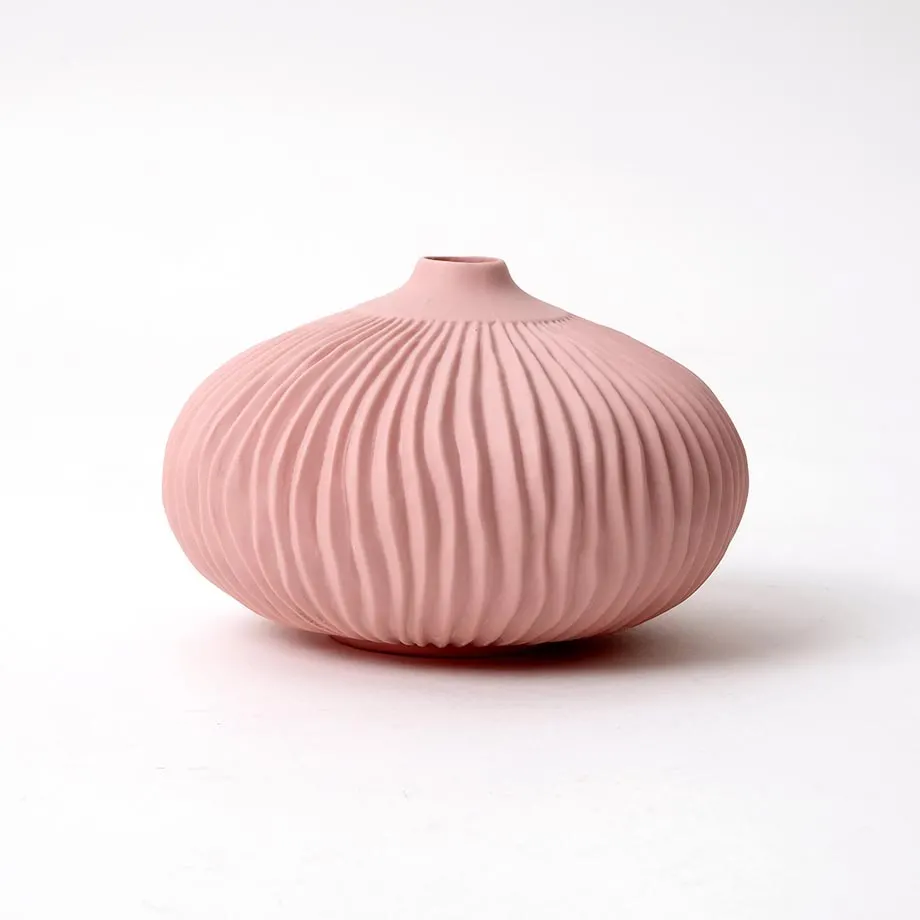 PLEAT GEOMETRIC FLAT ROUND BUD VASE, image 2