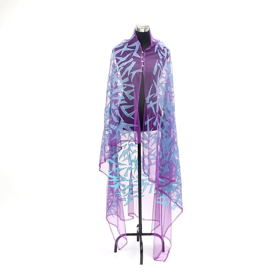 Navigating the Dreamscape / Petal Shadows Malong / Kaftan Textile / aqua + purple, image 5
