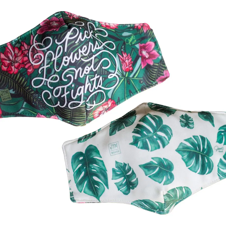 Pick Flowers Not Fights Reversible Face Mask