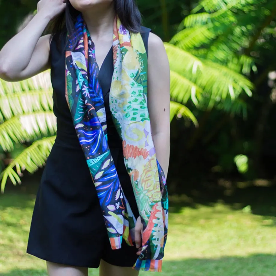 Boodle Fight Silk Cotton Long Scarf, image 3