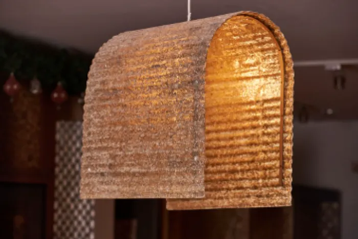 FLUTED CAPIZ HANGING LAMP (SMALL FULL ARC), image 1