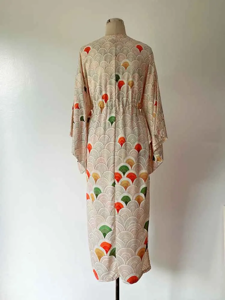 Geometric White Kimono Cover up Dress, image 3