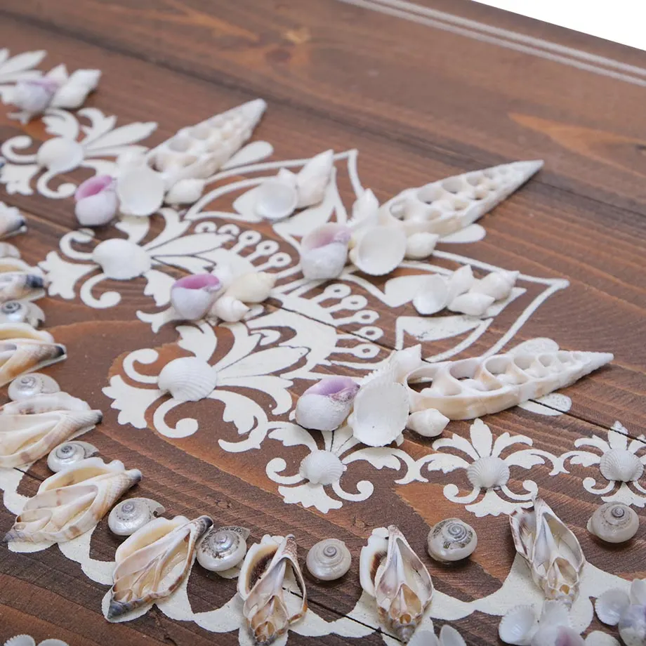 Wall art printed seahorse with shell applique, image 2