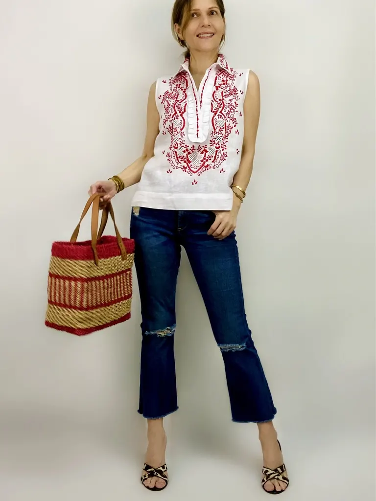 MARIE Tuxedo Top, Cranberry, image 2