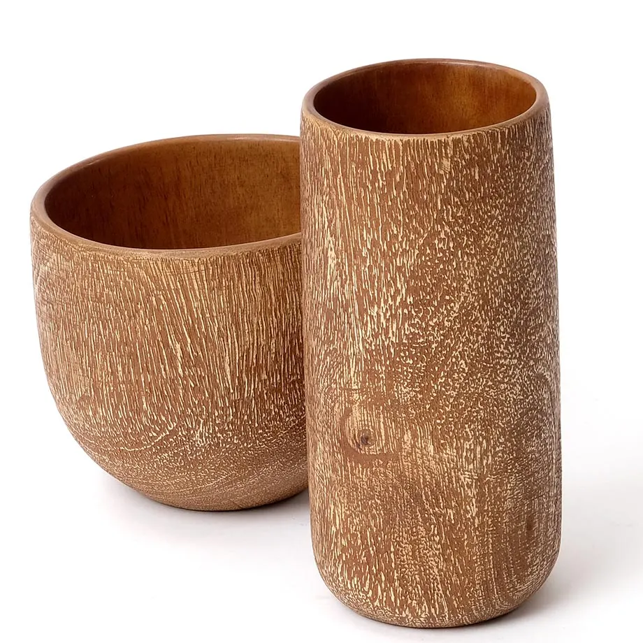 AMB20-001 Round tall vase and AMB20-003 Round hairline bowl, image 1