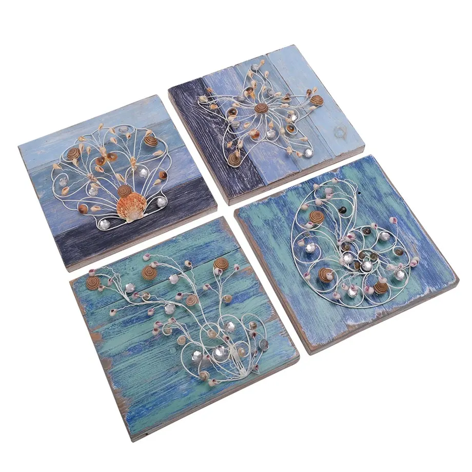 4-pc wall coastal wire shell decor, image 2