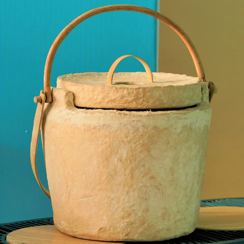 Natural Paper Clay Bucket Bag, image 1